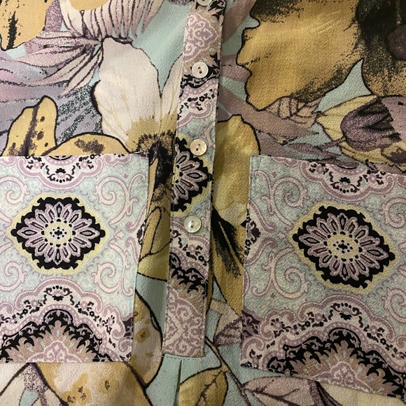 Anthropologie Fig and Flower Floral Hi/Lo Front Placket Tunic Split Sides M - Picture 2 of 15